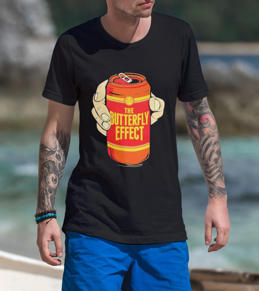 The Butterfly Effect Soda Can Vibrant Red Yellow Pop T-Shirt