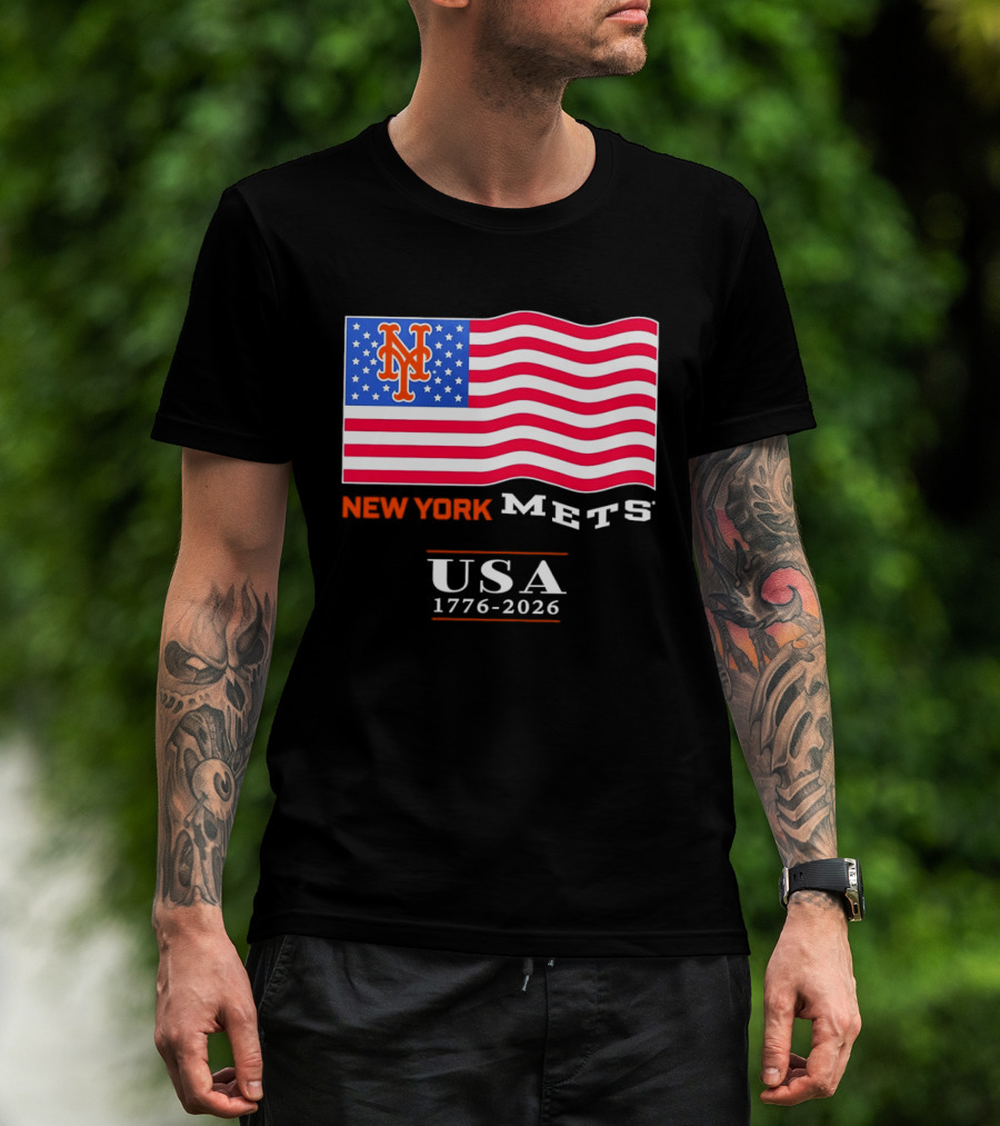 New York Mets American Flag USA 1776 2026 MLB T-Shirt