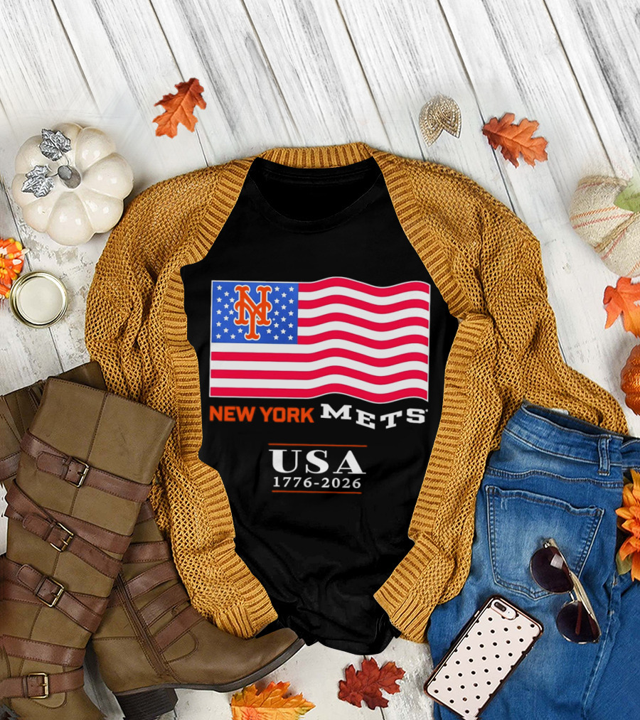 New York Mets American Flag USA 1776 2026 MLB T-Shirt