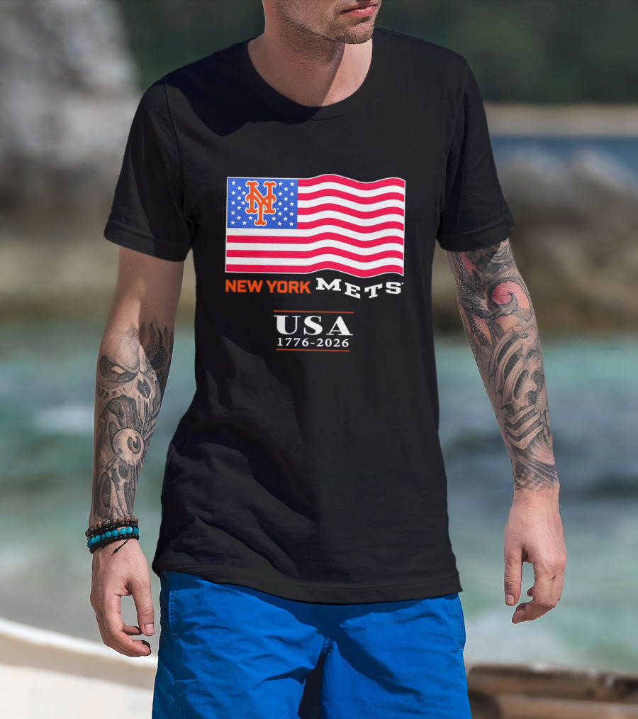 New York Mets American Flag USA 1776 2026 MLB T-Shirt