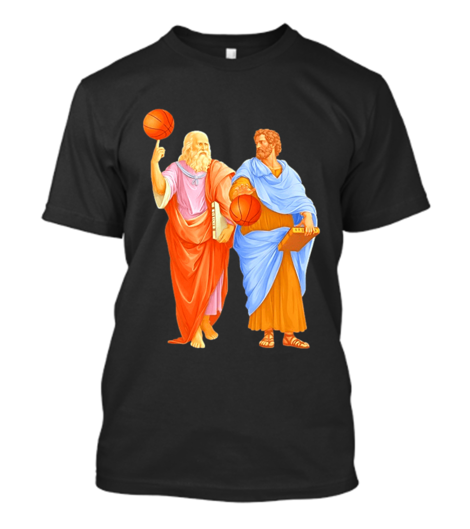 Plato Spinning Basketball Aristotle Playing Basketball In Ancient Greek Philosophy Duel T-Shirt