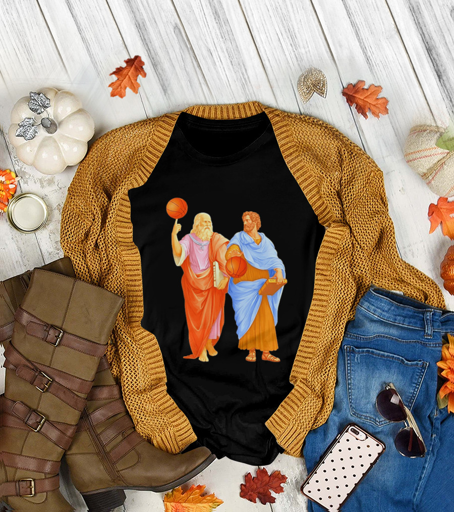 Plato Spinning Basketball Aristotle Playing Basketball in Ancient Greek Philosophy Duel T-Shirt