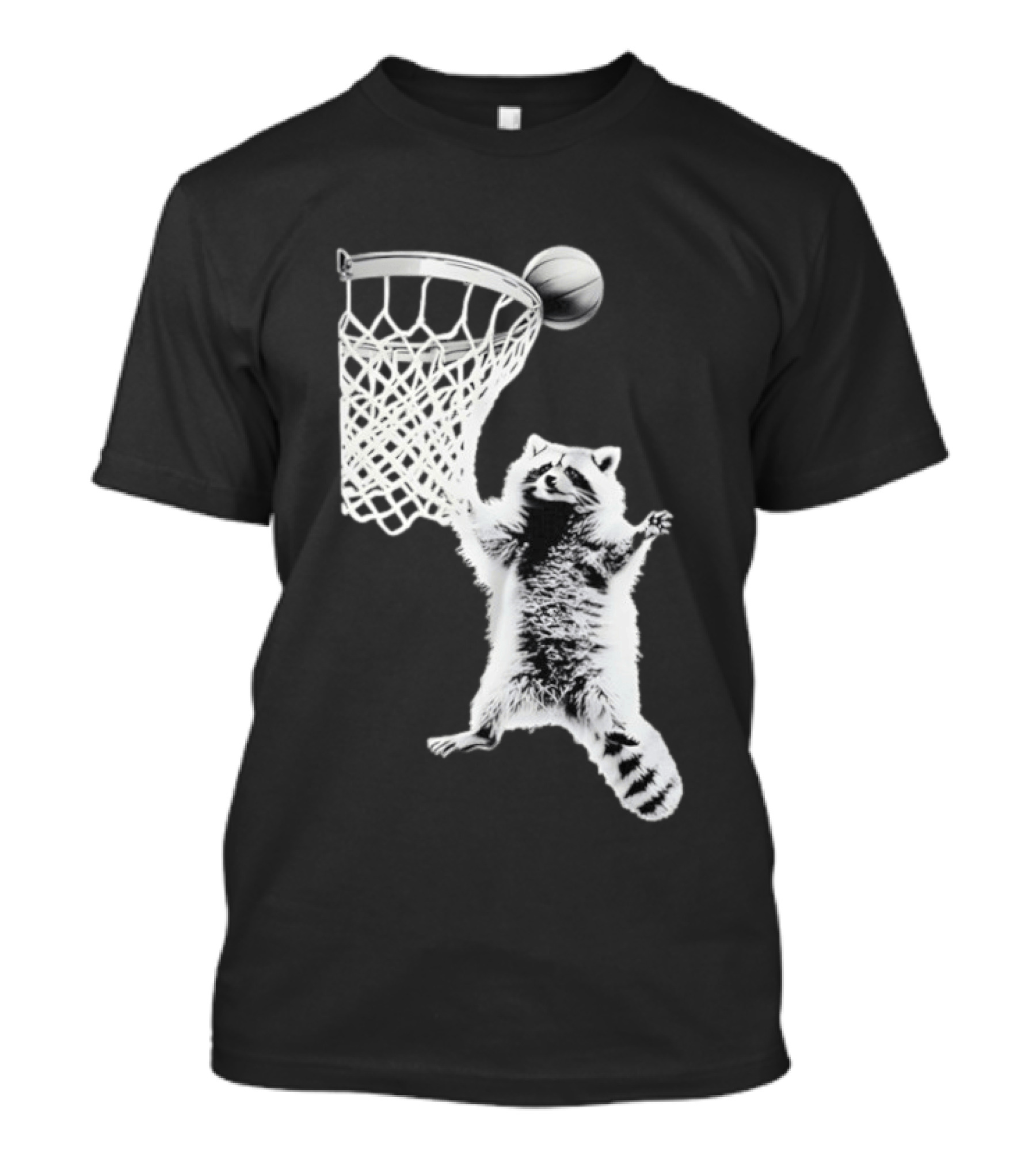 Raccoon Dunking Basketball Fun Animal Sports Play T-Shirt