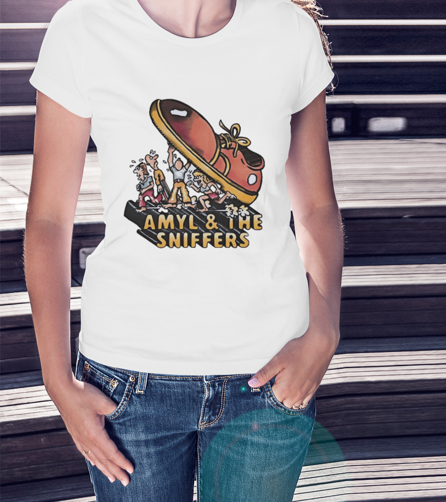 Amyl And The Sniffers Cartoon Giant Shoe Stomping T-Shirt