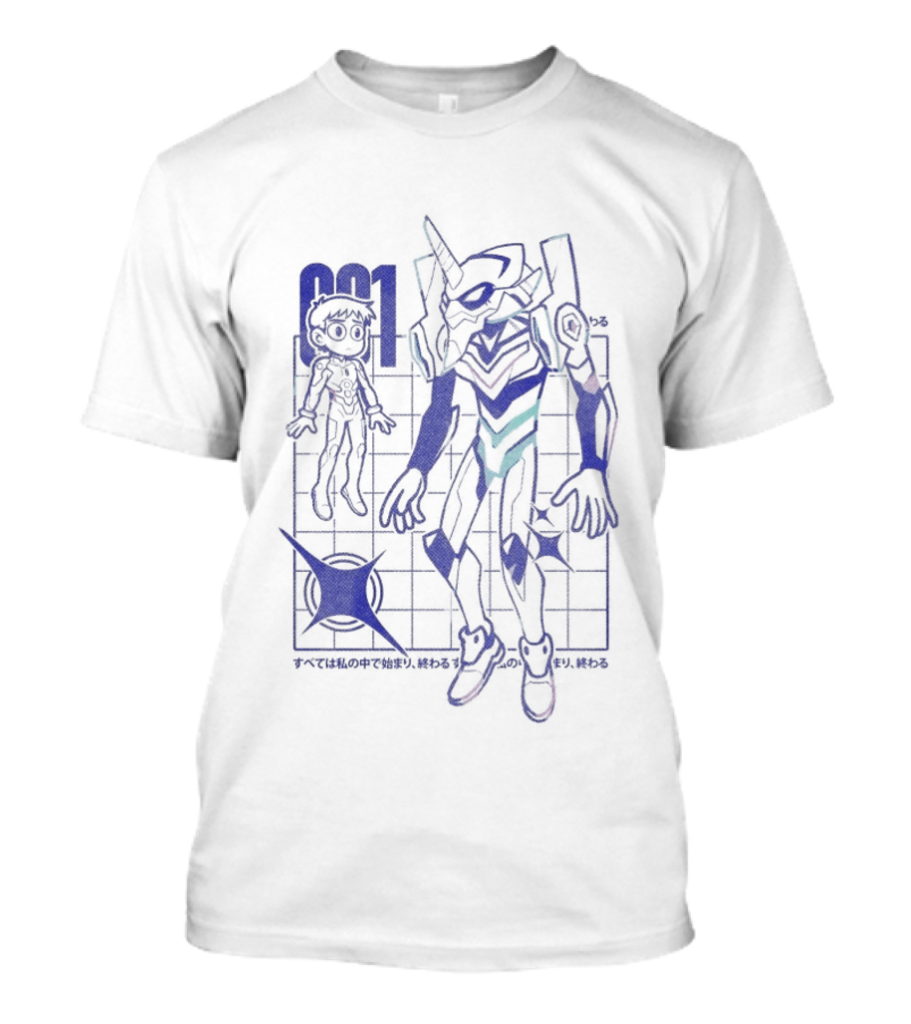 Back To The Claustrophobic Place Neon Genesis Robot Blueprint T-Shirt