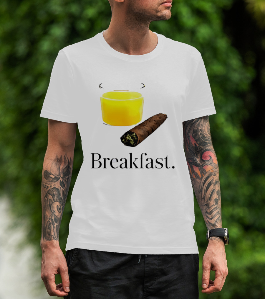 Breakfast Juice And Blunt Retro Humor With Glass And Cigar T-Shirt