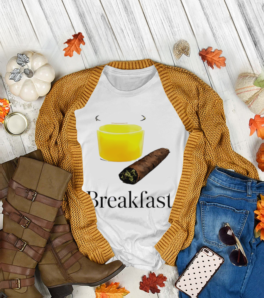 Breakfast Juice and Blunt Retro Humor with Glass and Cigar T-Shirt
