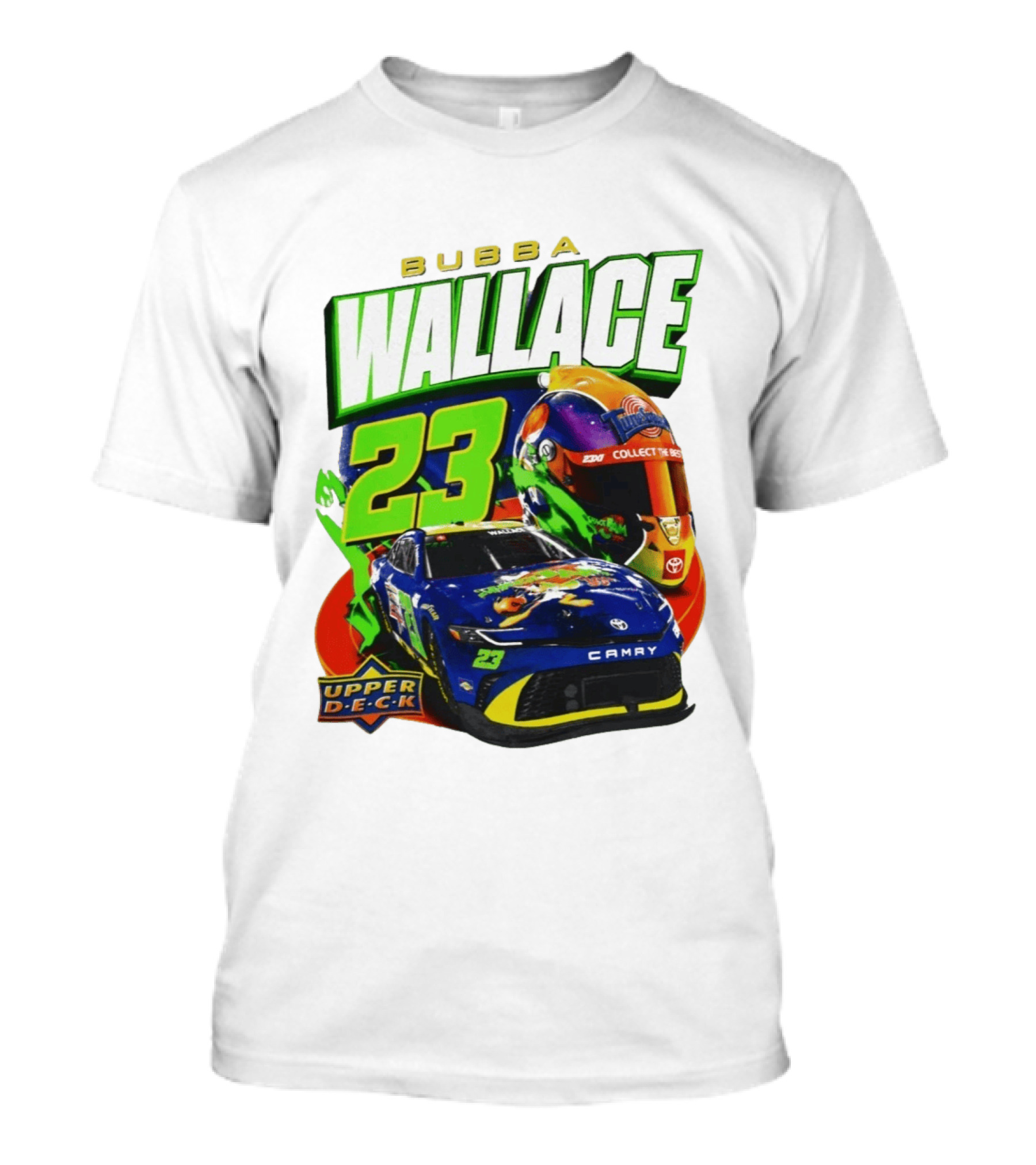 Bubba Wallace 23 Collect The Best Upper D.E.C.K Racing Helmet And Camry T-Shirt