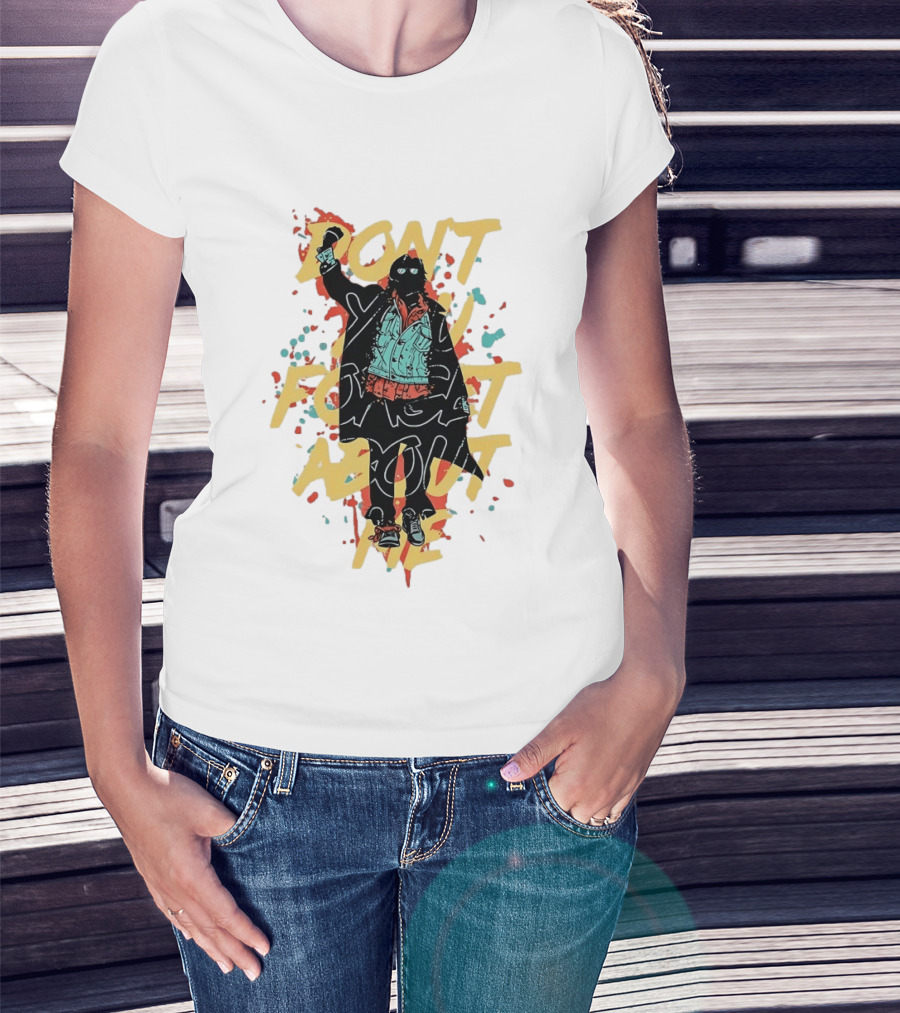 Don't Forget About Me Masked Figure Neon Paint Splatter T-Shirt