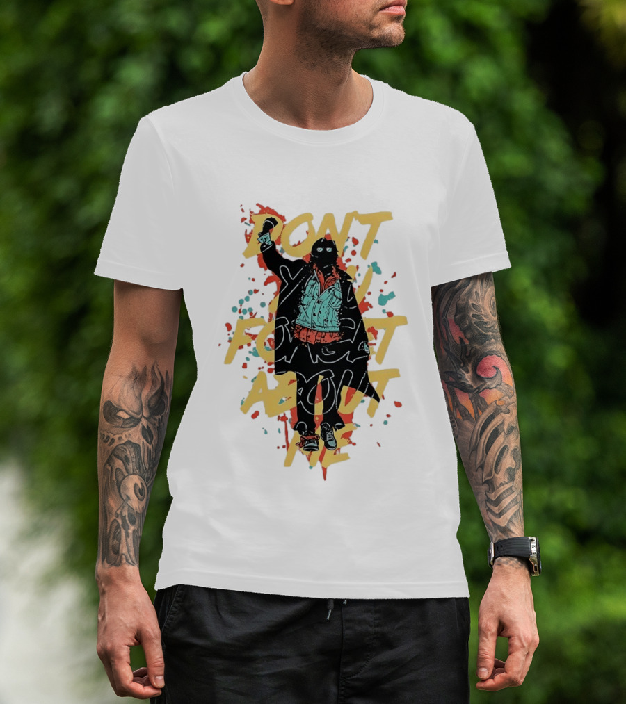 Don't Forget About Me Masked Figure Neon Paint Splatter T-Shirt
