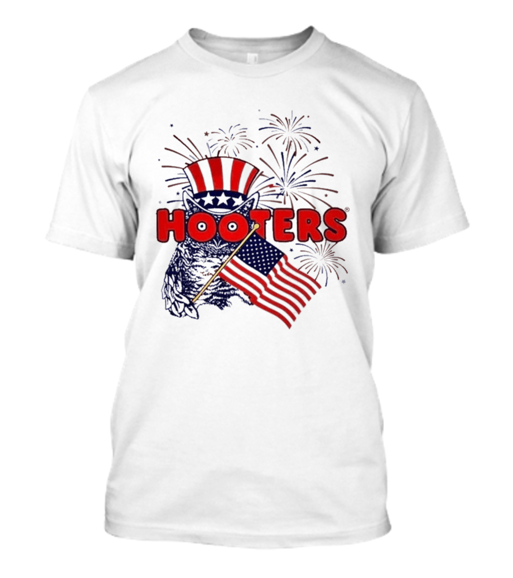 Hooters America Patriotic Owl Fireworks USA UPF 50+ T-Shirt