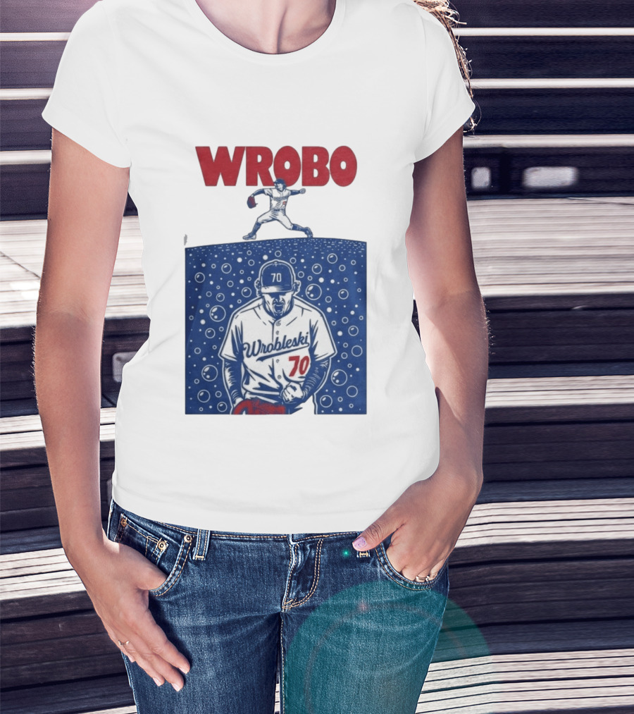 Wrobo Wrobleski 70 Baseball Pitcher Bubble T-Shirt