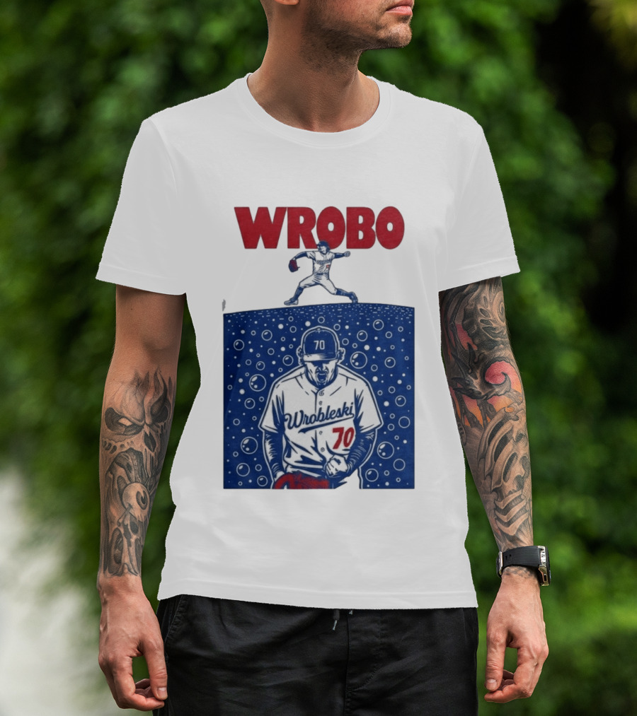 Wrobo Wrobleski 70 Baseball Pitcher Bubble T-Shirt