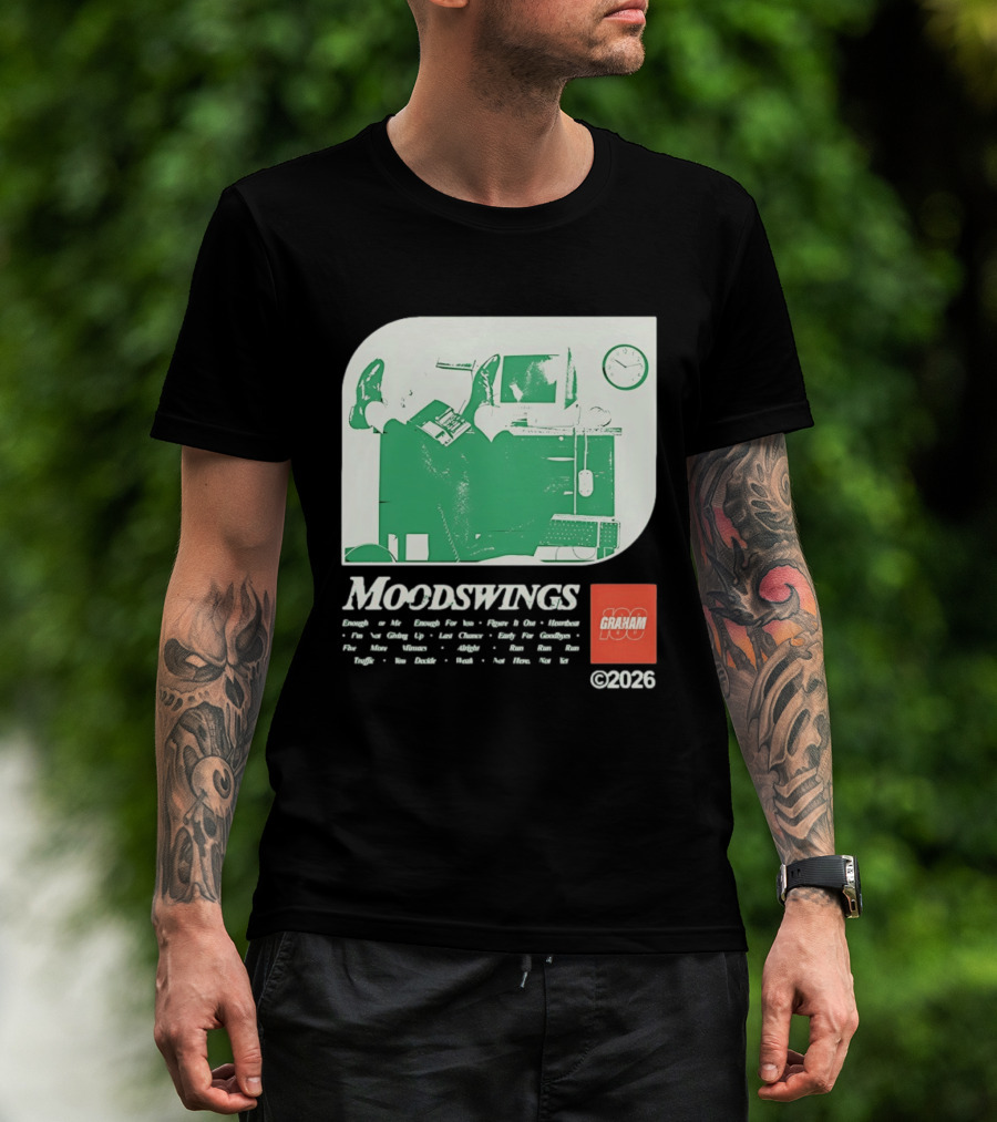 MOODSWINGS Graham 2023 Man Resting Legs On Desk Computer T-Shirt