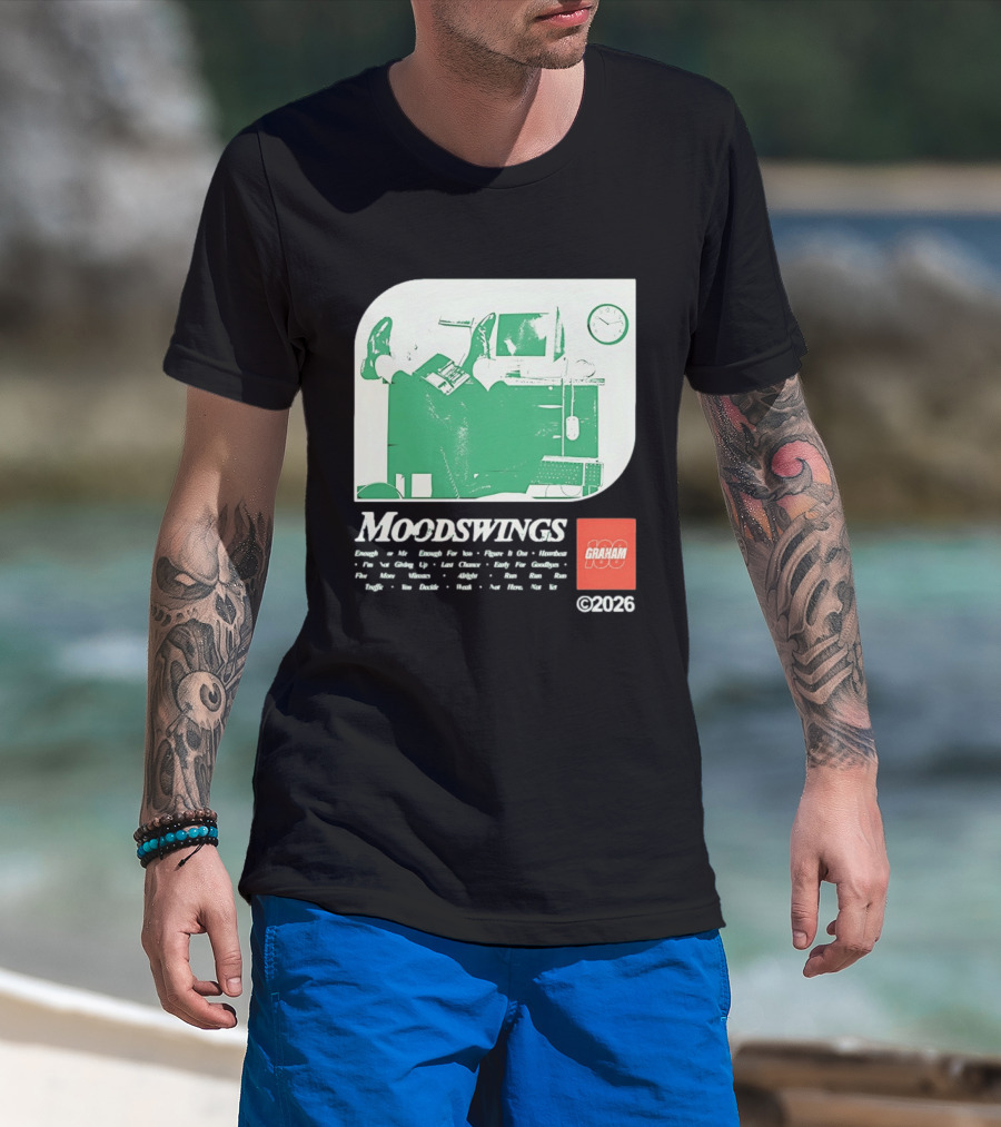 MOODSWINGS Graham 2023 Man Resting Legs On Desk Computer T-Shirt