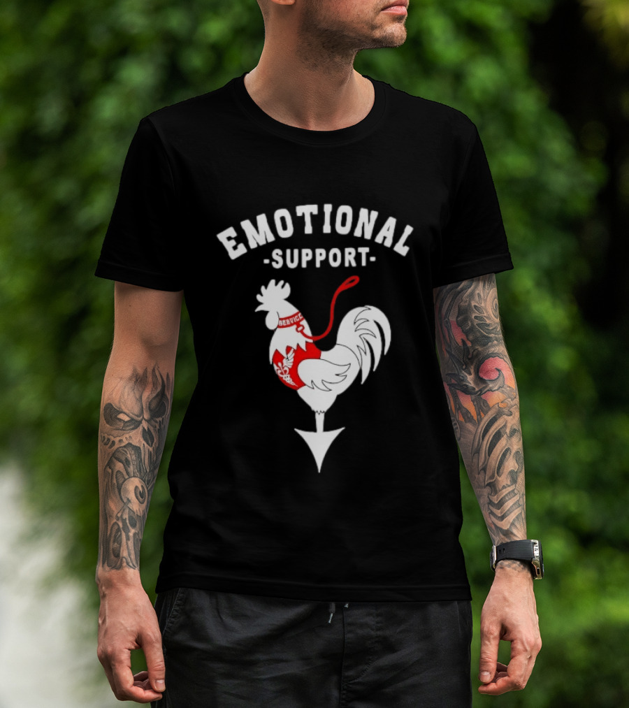 Emotional Support Service Rooster Chicken T-Shirt