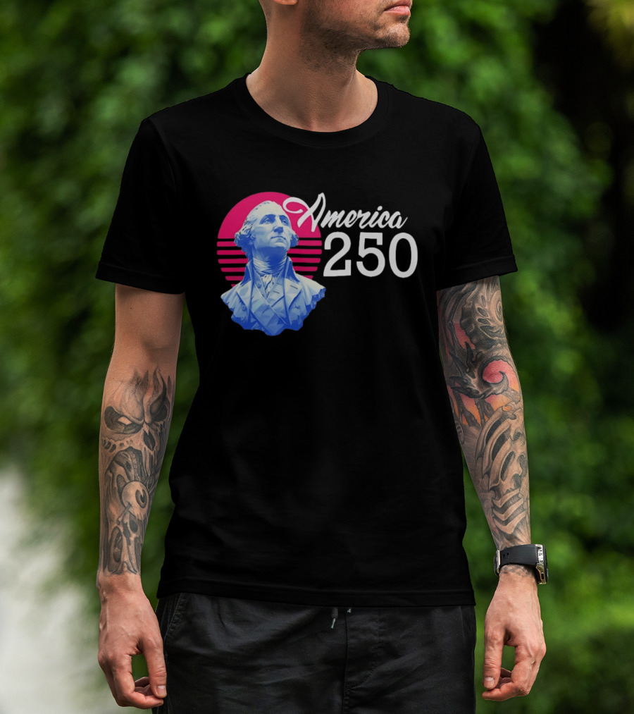 George Washington America 250 Synthwave Retro Bust T-Shirt