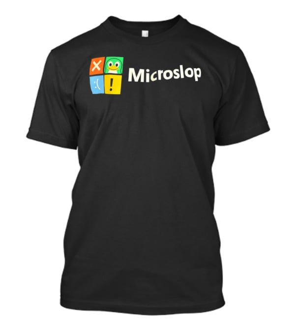 Microslop Parody Tux Penguin Windows Satire T-Shirt