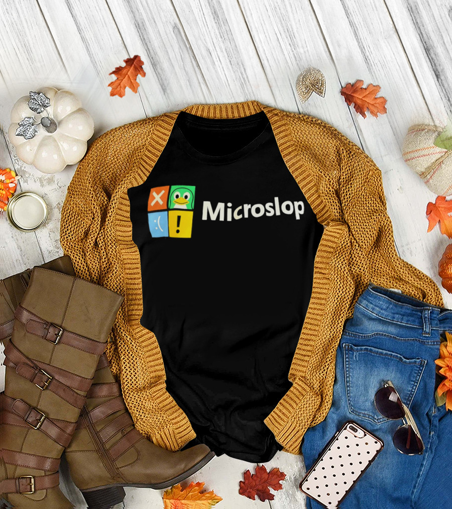 Microslop Parody Tux Penguin Windows Satire T-Shirt