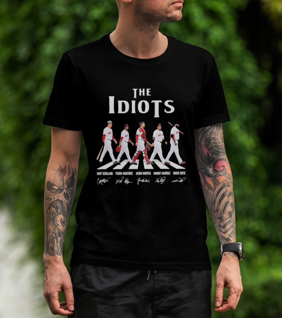 The Idiots Curt Schilling Pedro Martinez Jason Varitek Manny Ramirez David Ortiz Boston Red Sox Abbey Road Signatures T-Shirt
