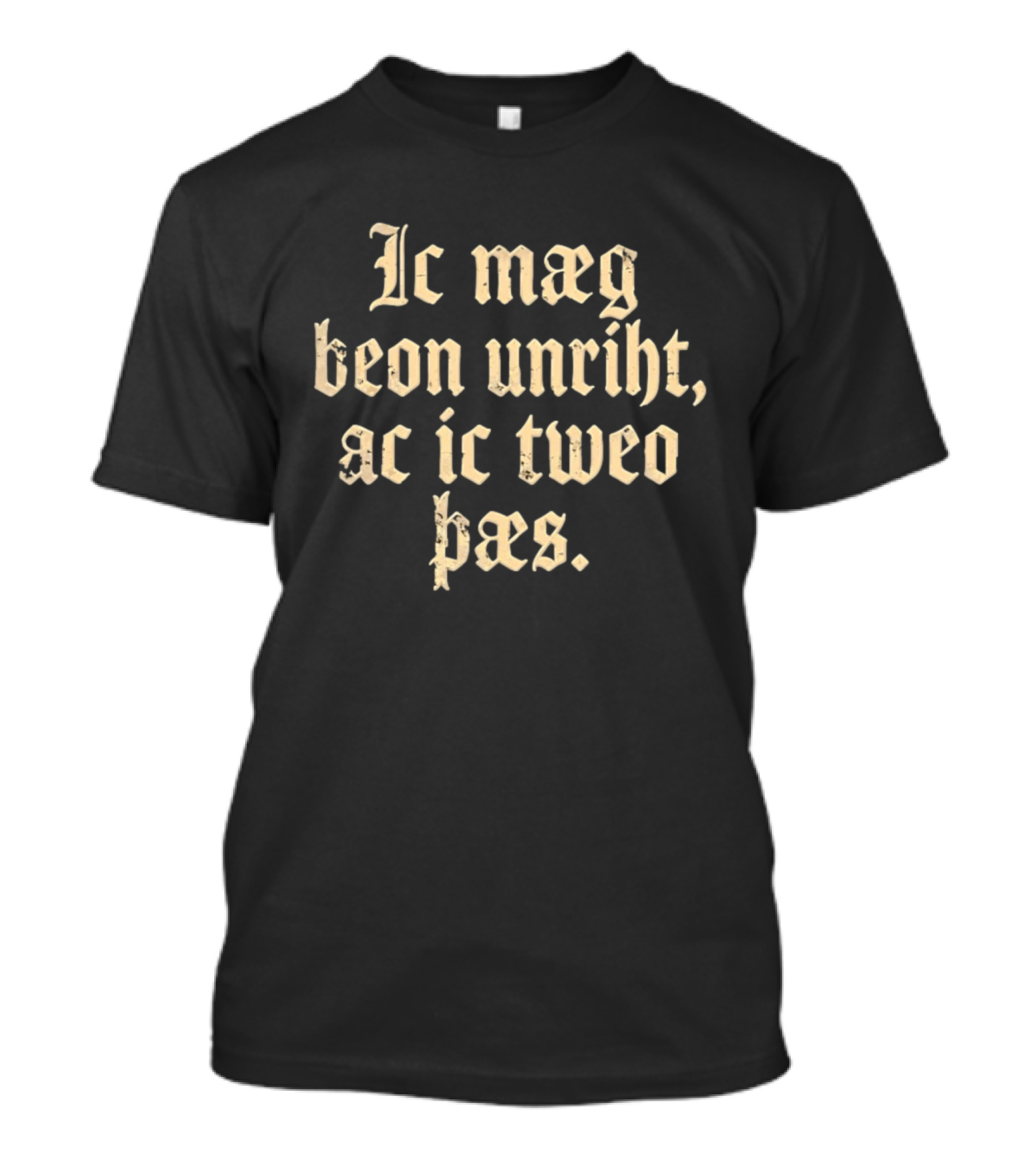 Ic Mæg Beon Unriht Ac Ic Twoe Þas Old English Lettering T-Shirt