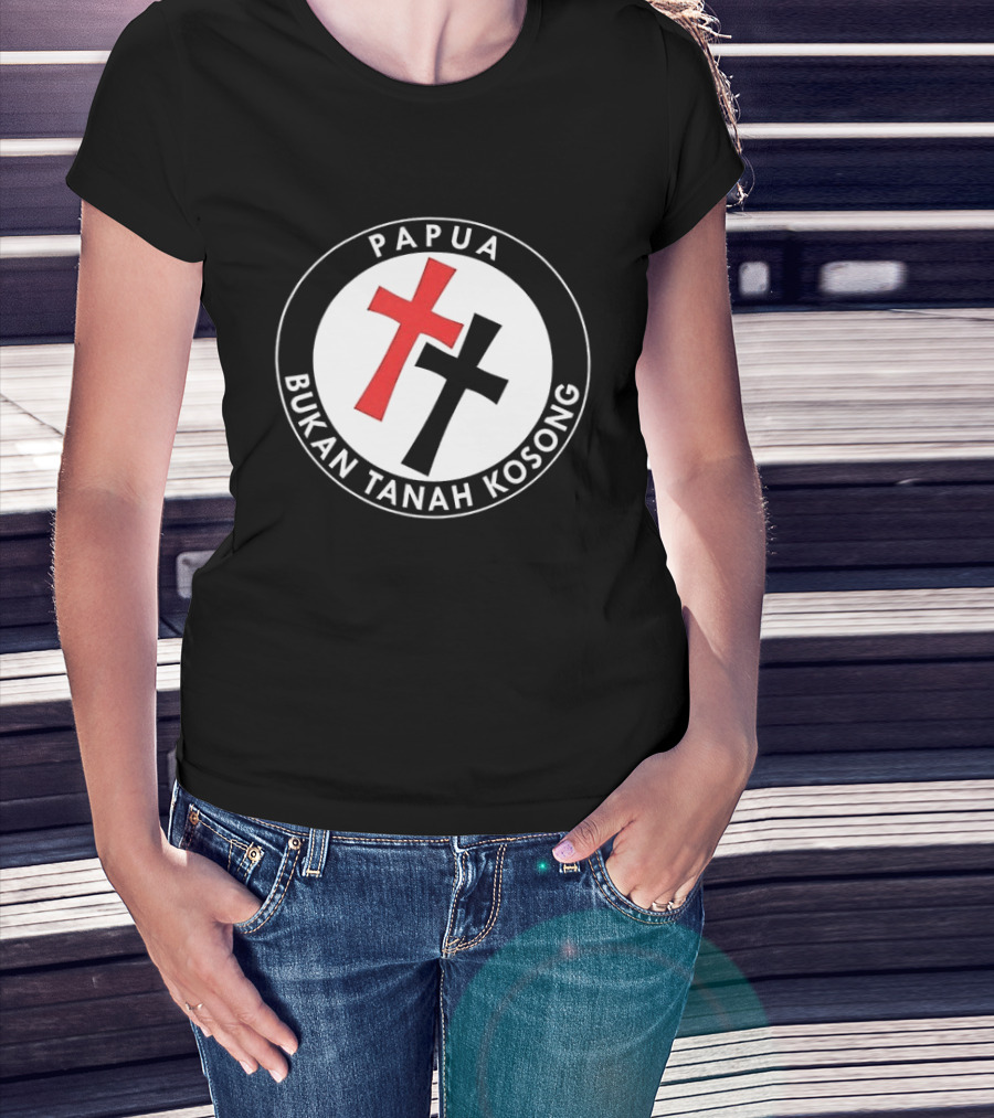 Papua Bukan Tanah Kosong Jaga Tanah Jaga Hutan Cross Symbol Two Sided T-Shirt