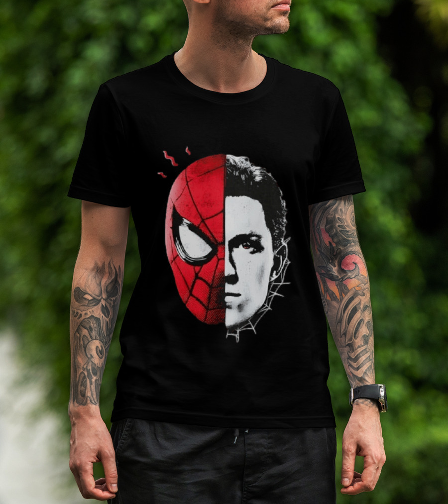 Tom Holland Spider Man Split Face Marvel Mashup T-Shirt