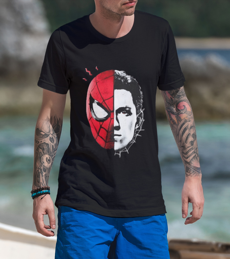 Tom Holland Spider Man Split Face Marvel Mashup T-Shirt