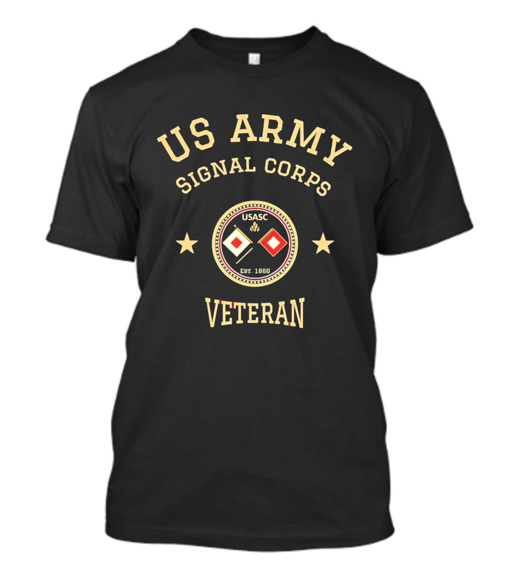 US Army Signal Corps Veteran USASC Est 1860 Semaphore Flags Insignia T-Shirt