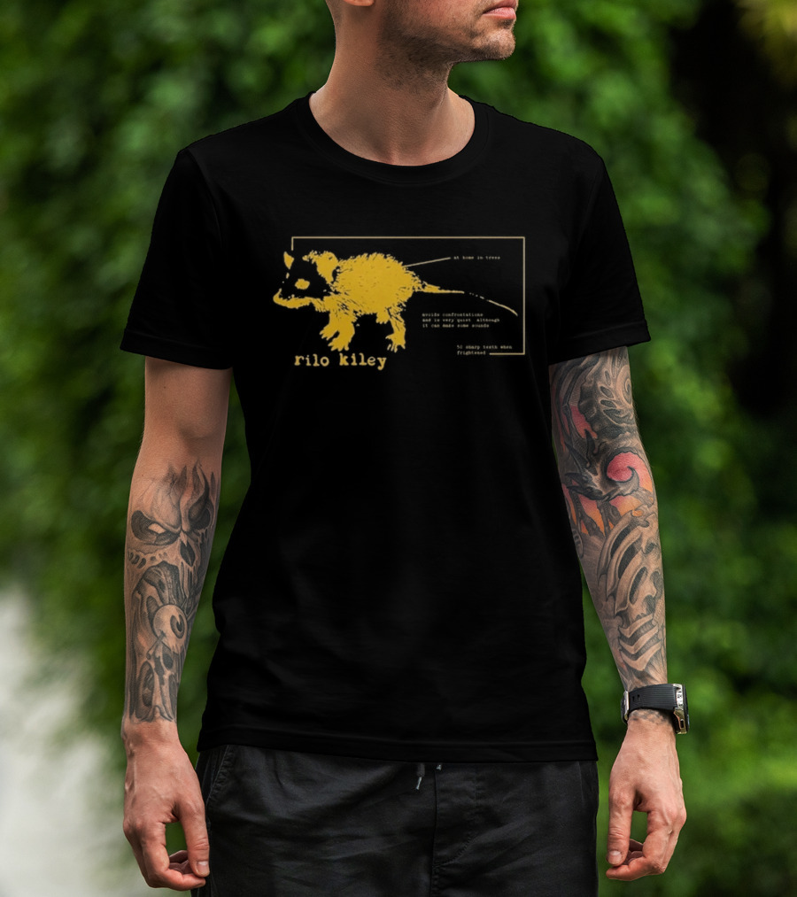 Rilo Kiley Possum Schematic Diagram With Bold Yellow Color T-Shirt