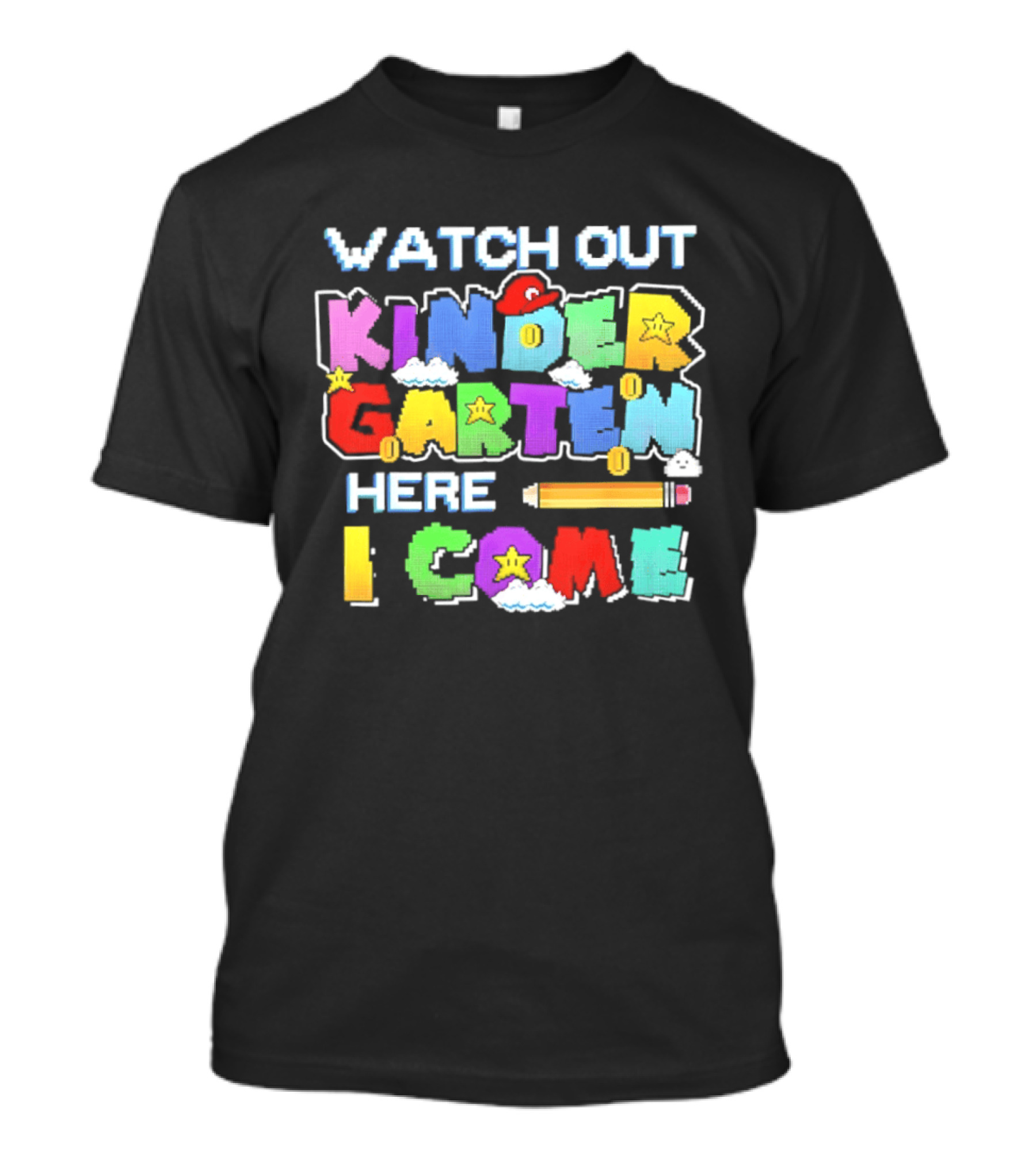 Out Kindergarten Here I Come Fun Colorful Back To School Kids T-Shirt