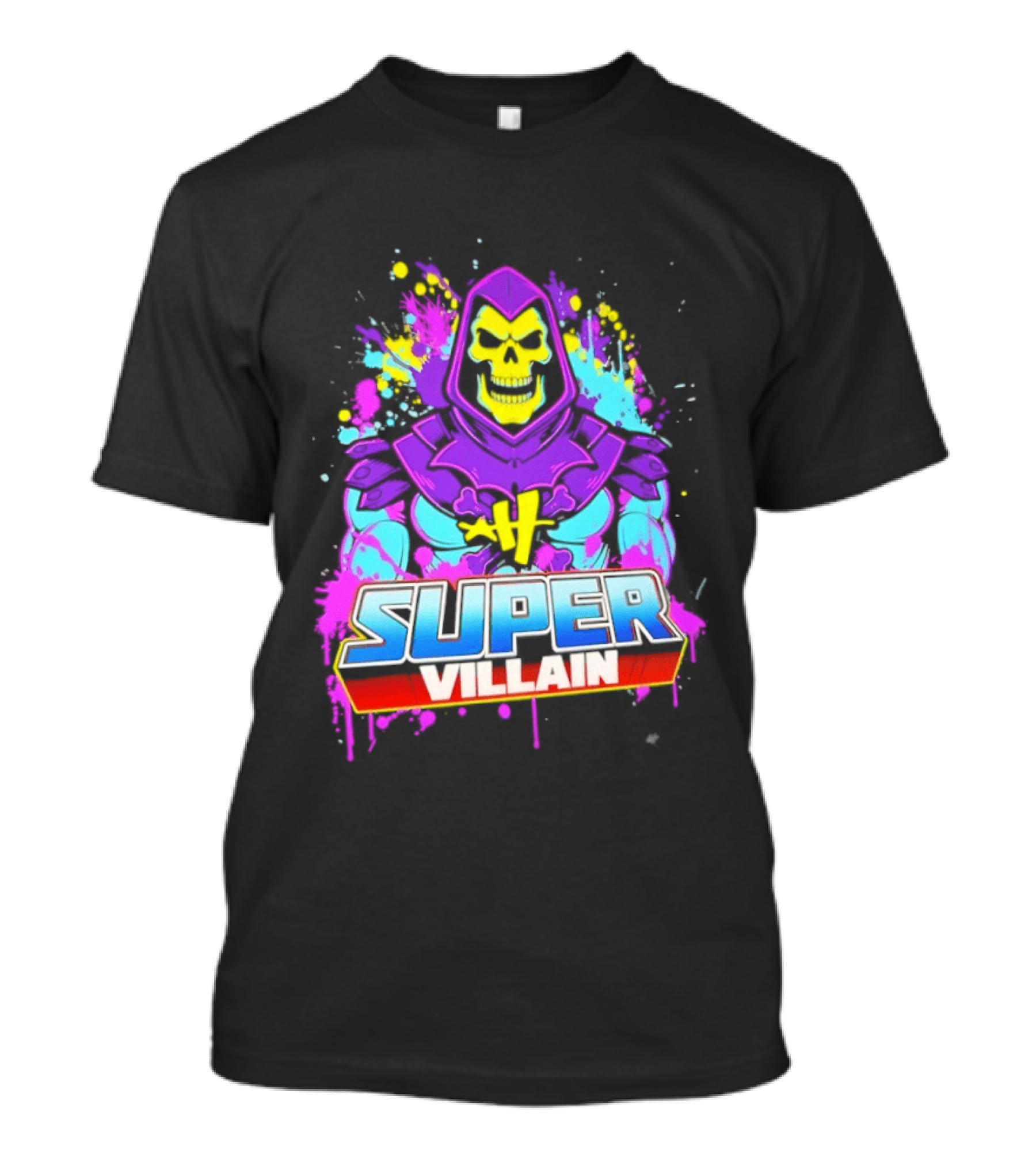 Skeletor Super Villain Masters Of The Universe Colorful Paint Splatter T-Shirt