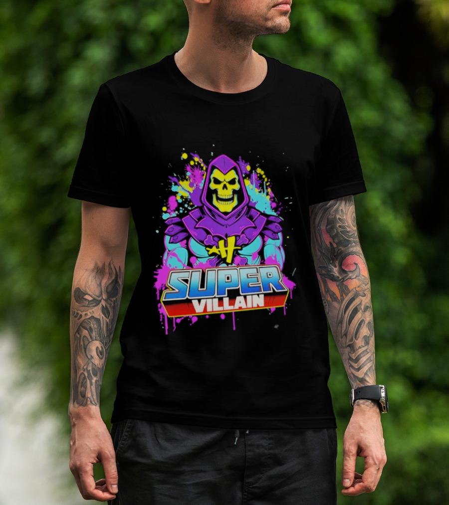 Skeletor Super Villain Masters Of The Universe Colorful Paint Splatter T-Shirt