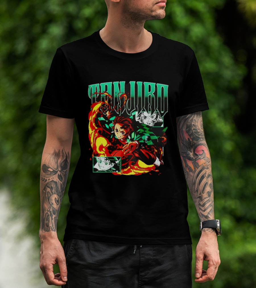 Tanjiro Kamado Flames Demon Slayer Anime Kimetsu No Yaiba T-Shirt