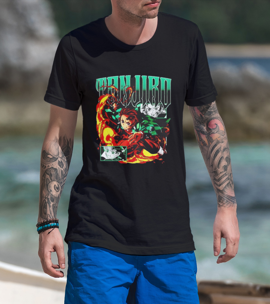 Tanjiro Kamado Flames Demon Slayer Anime Kimetsu No Yaiba T-Shirt