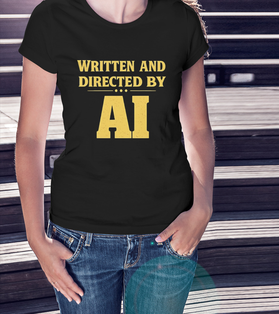 Written And Directed By AI Text Yellow Font T-Shirt