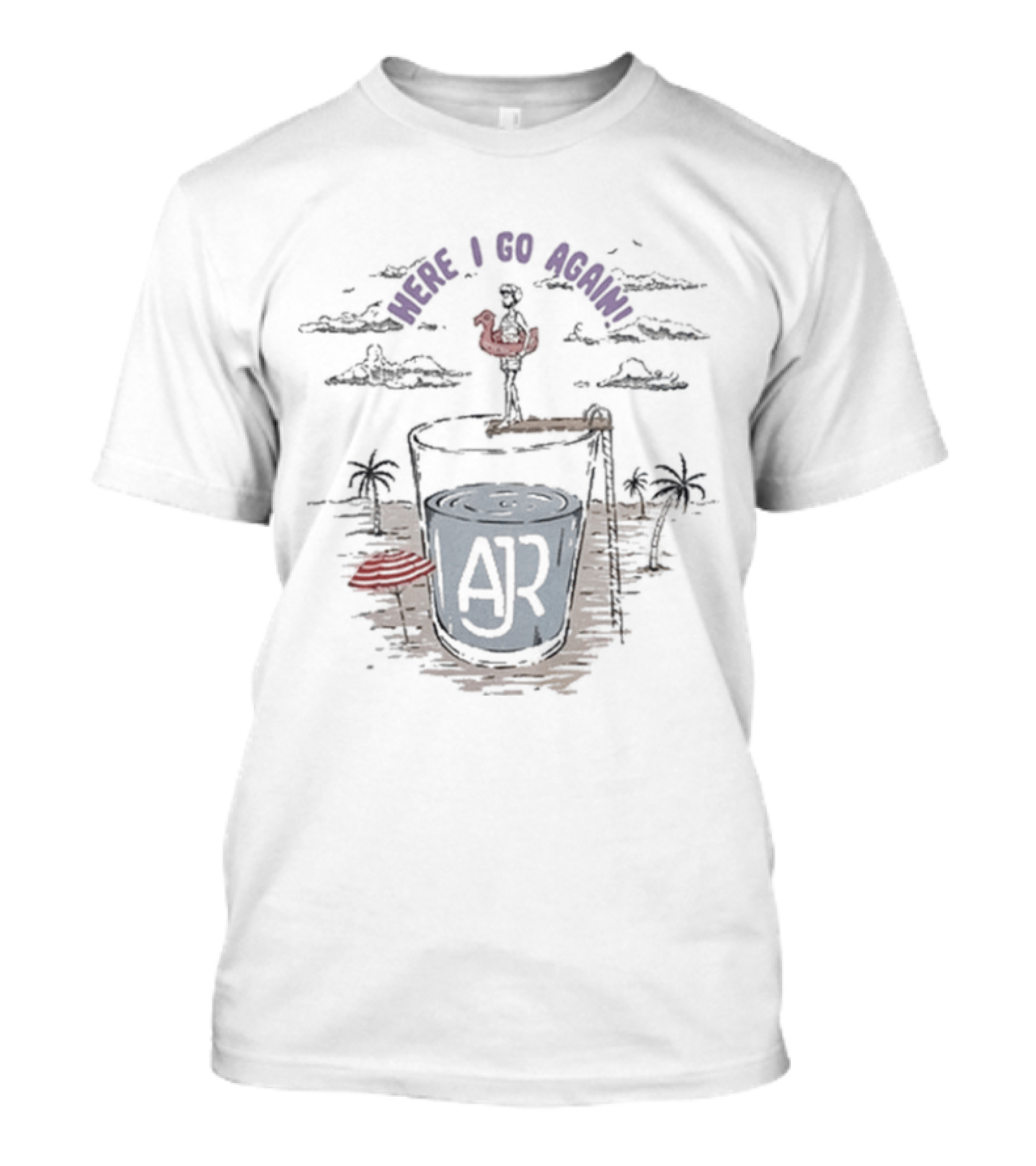 AJR Here I Go Again Red Bird And Island Scene T-Shirt