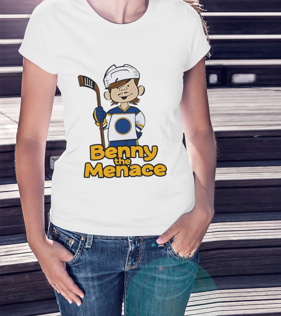 Benny The Menace Jordan Binnington St Louis Blues NHL Hockey Player Cartoon T-Shirt