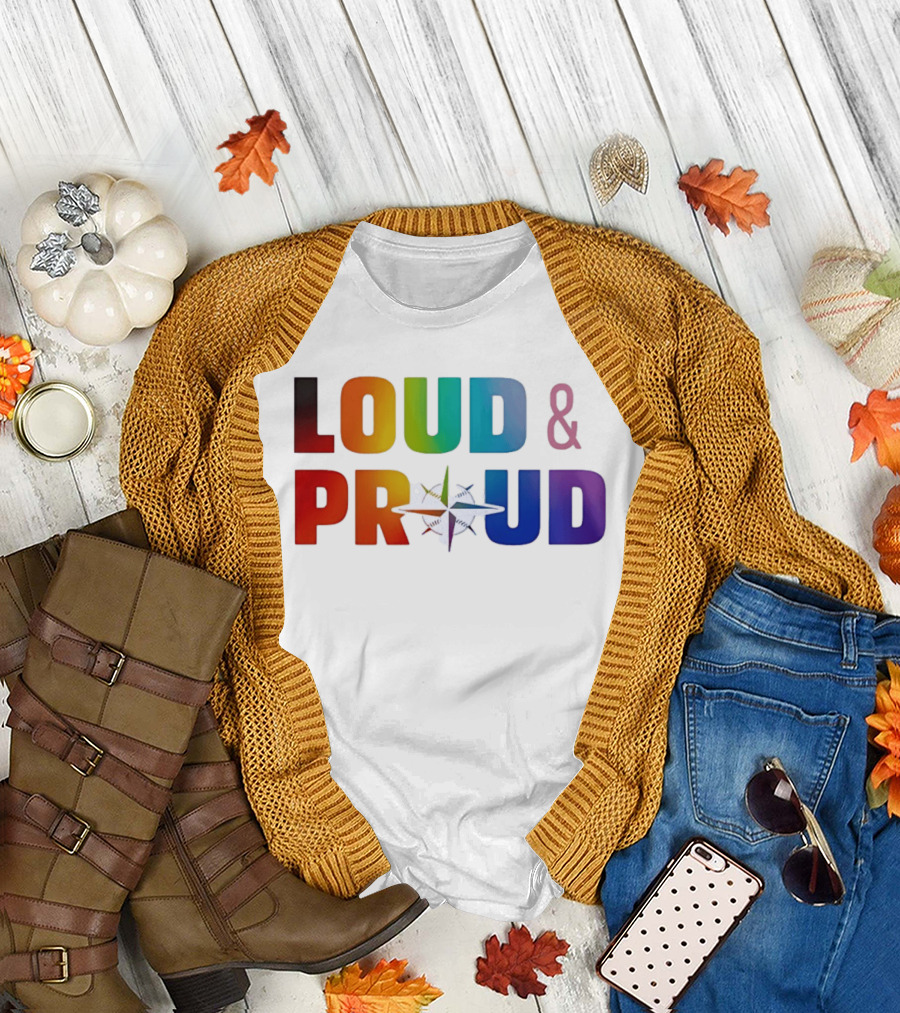 Loud and Proud Pride Rainbow Compass T-Shirt