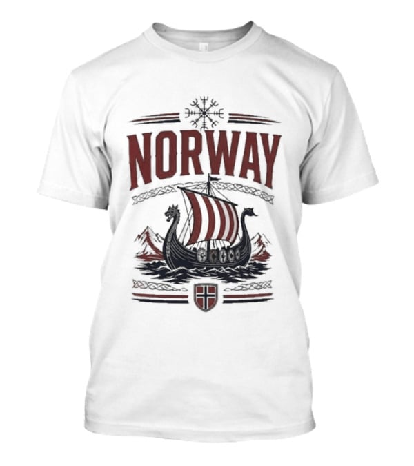 Norway Viking Ship Emblem With Shield T-Shirt