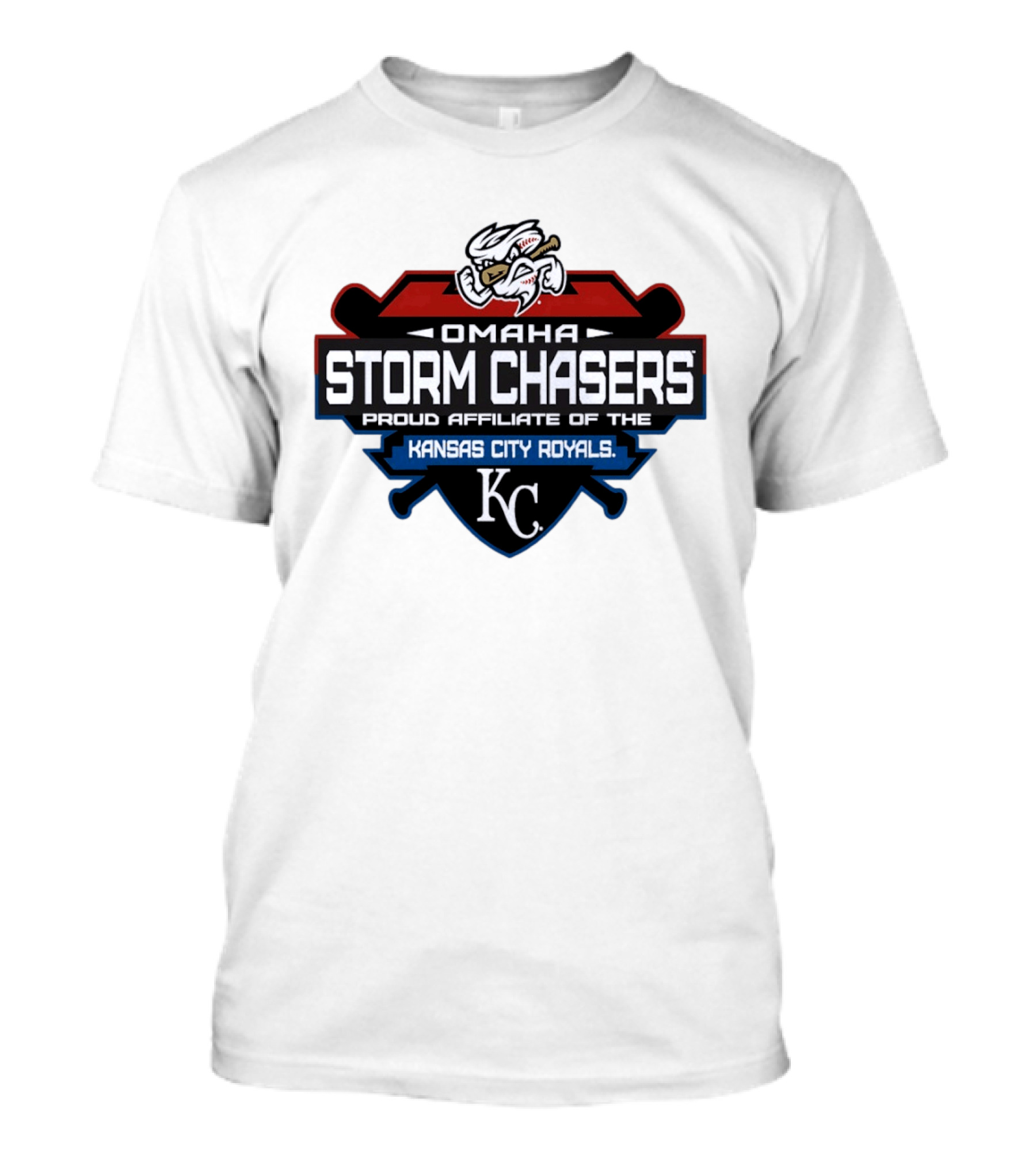 Omaha Storm Chasers Proud Affiliate Kansas City Royals KC Shield T-Shirt