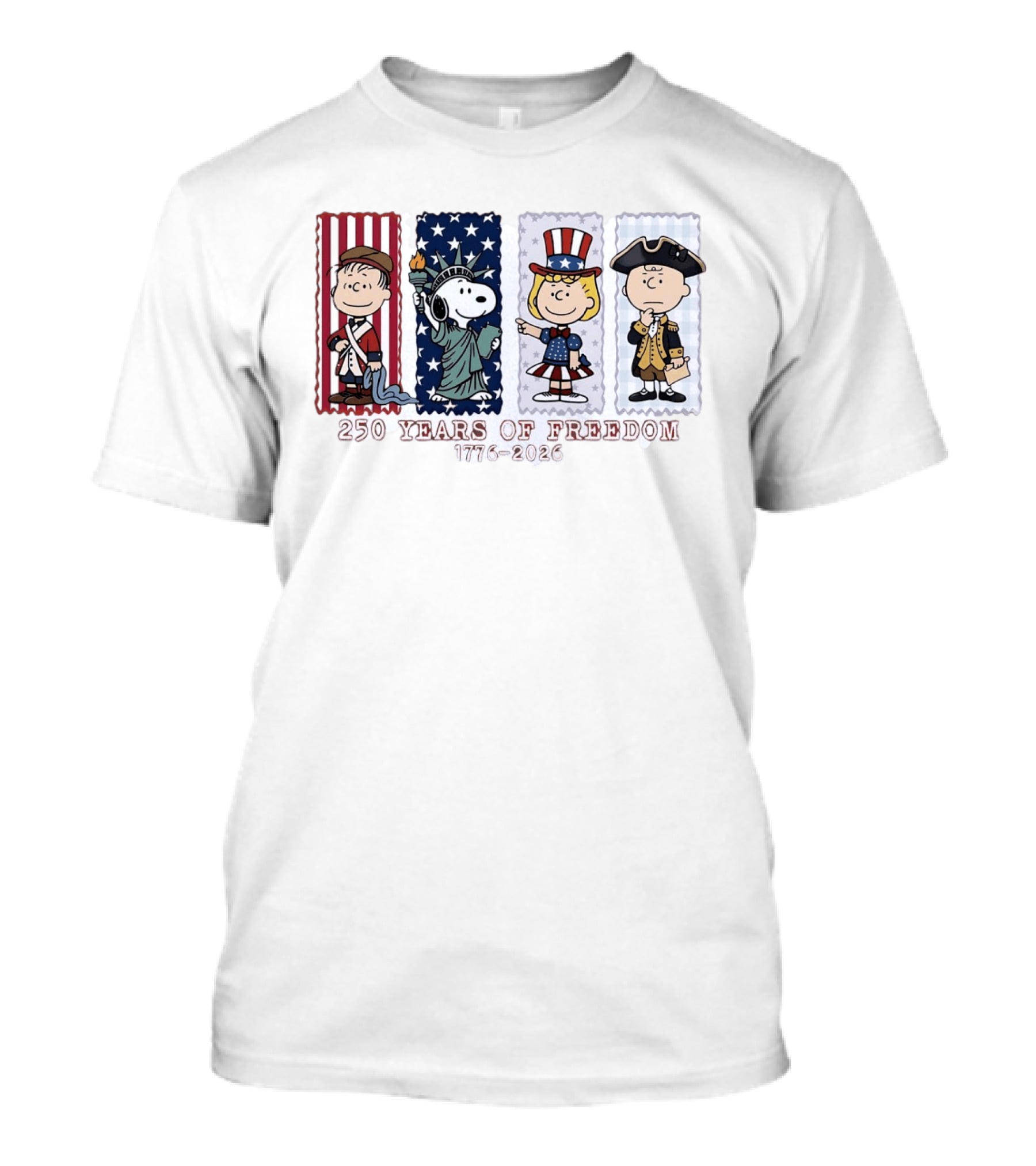 Peanuts 250 Years Of Freedom 1776 2026 America Celebration With Iconic Characters T-Shirt