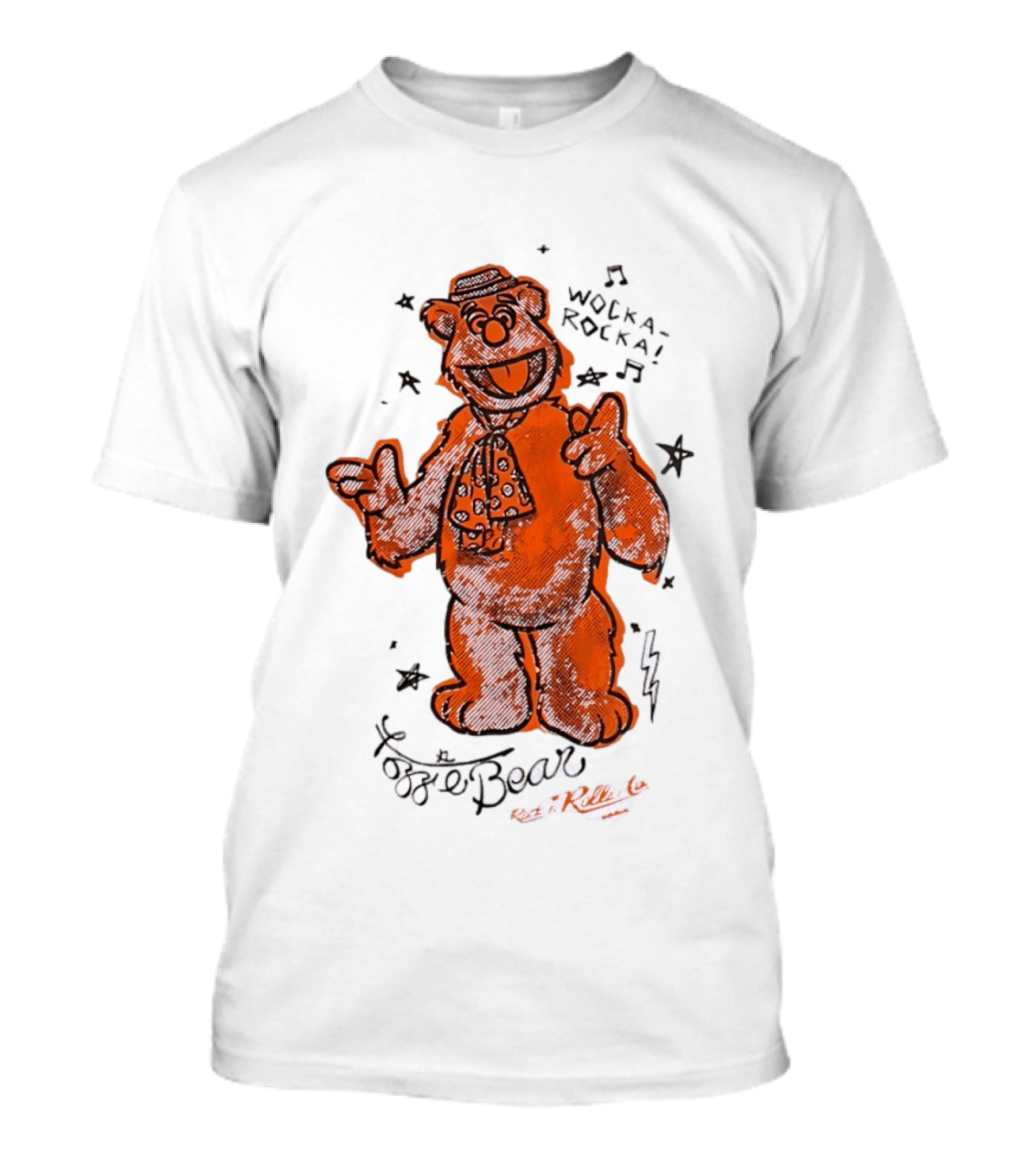 Fozzie Bear Wocka Rocka Rock N Roller Muppet Tie Star Music Notes T-Shirt