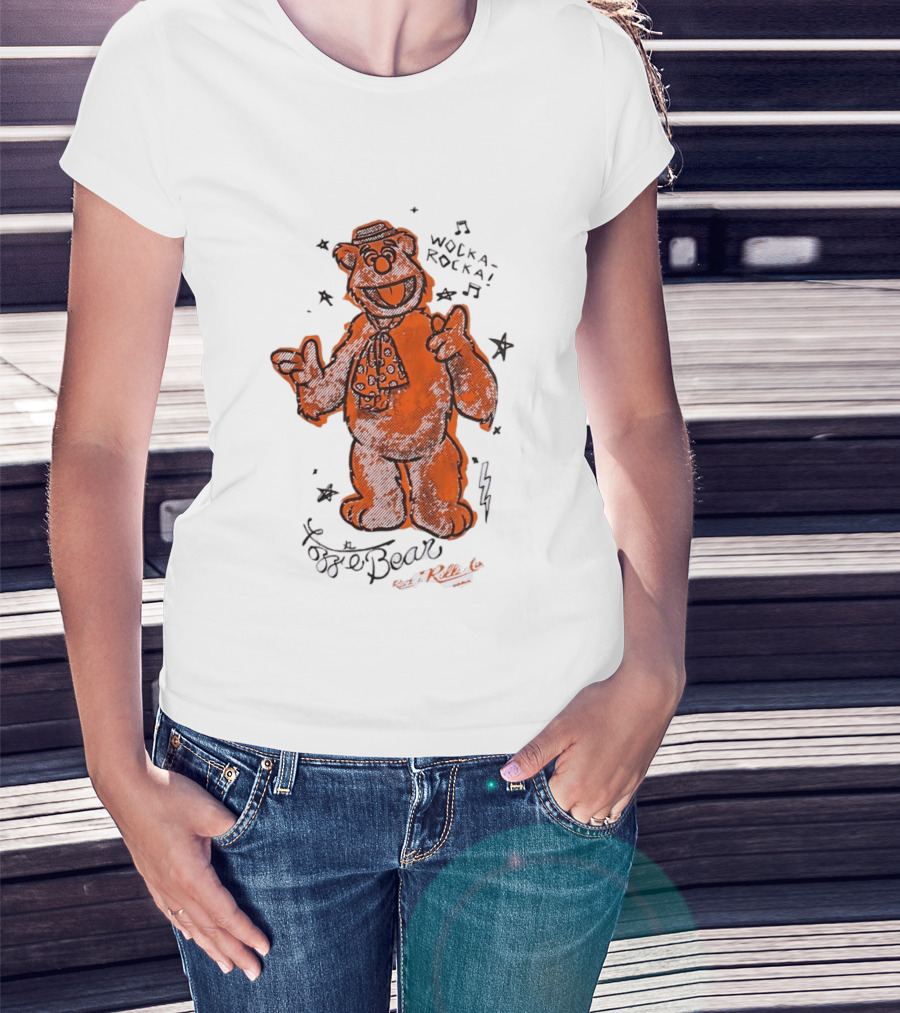 Fozzie Bear Wocka Rocka Rock N Roller Muppet Tie Star Music Notes T-Shirt