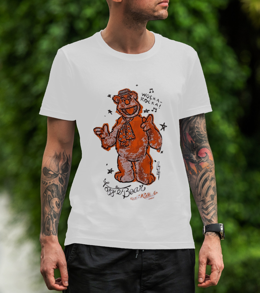 Fozzie Bear Wocka Rocka Rock N Roller Muppet Tie Star Music Notes T-Shirt