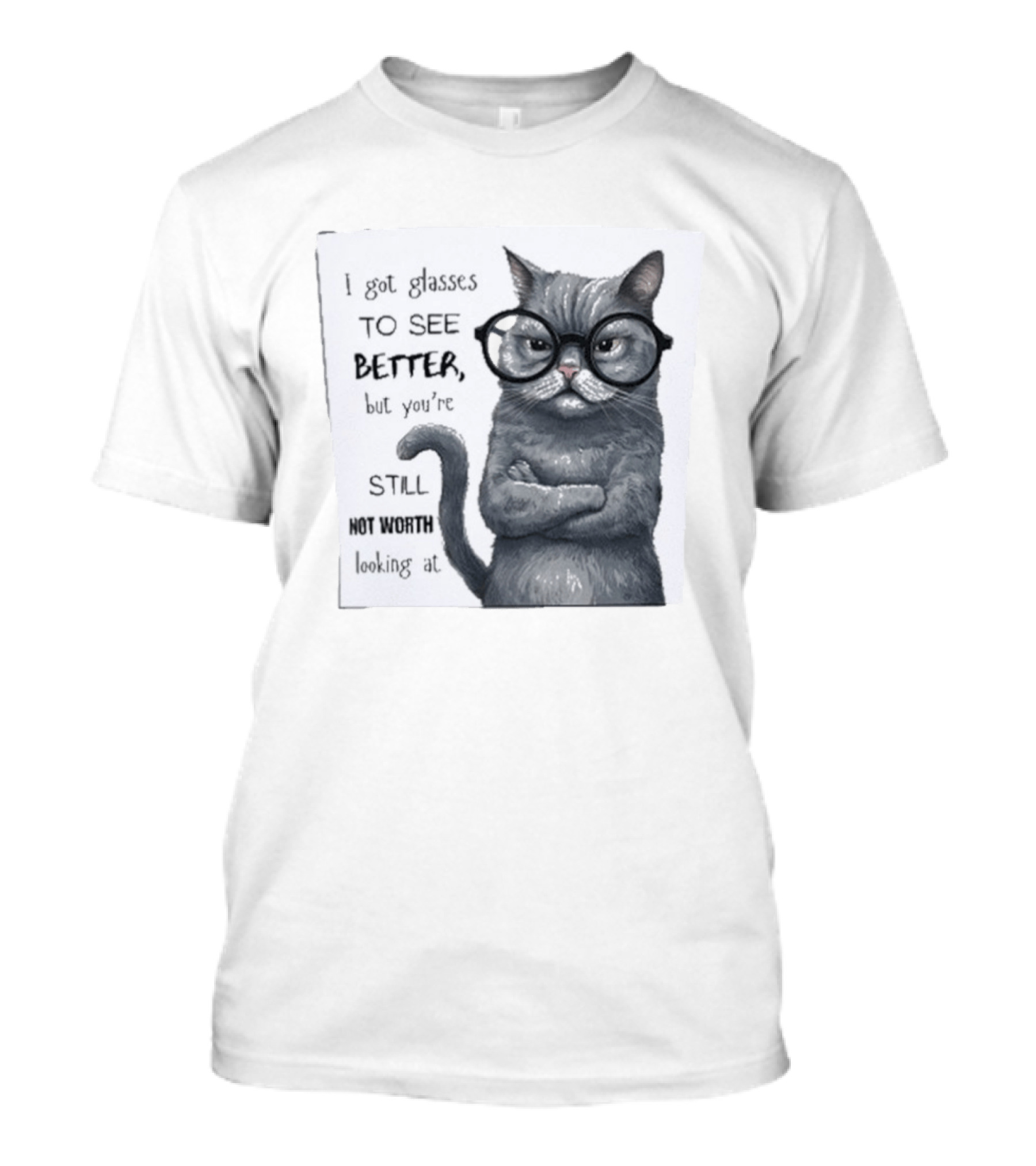 I Got Glasses To See Better Cat Humor Still Not Worth Looking At T-Shirt