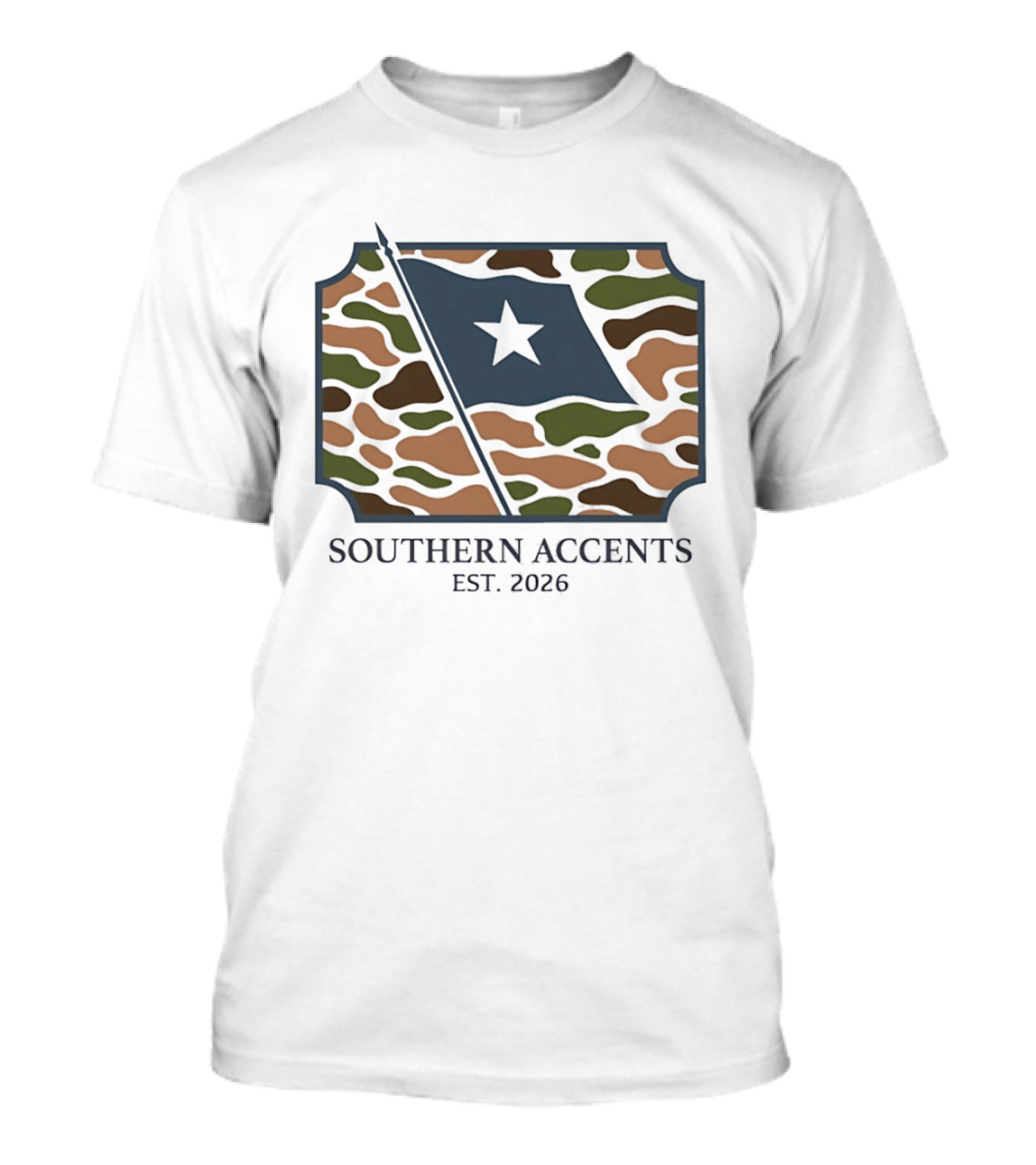 Southern Accents Camo Flag Est 2026 Star T-Shirt