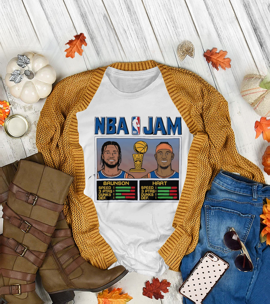 Jalen Brunson Josh Hart New York Knicks NBA Jam Stats T-Shirt