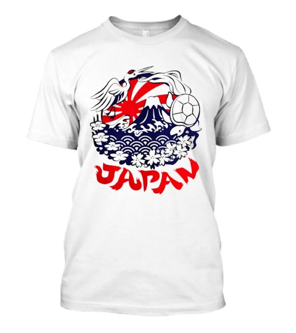 Japan Mt Fuji Crane Turtle Sakura Rising Sun Symbolism T-Shirt