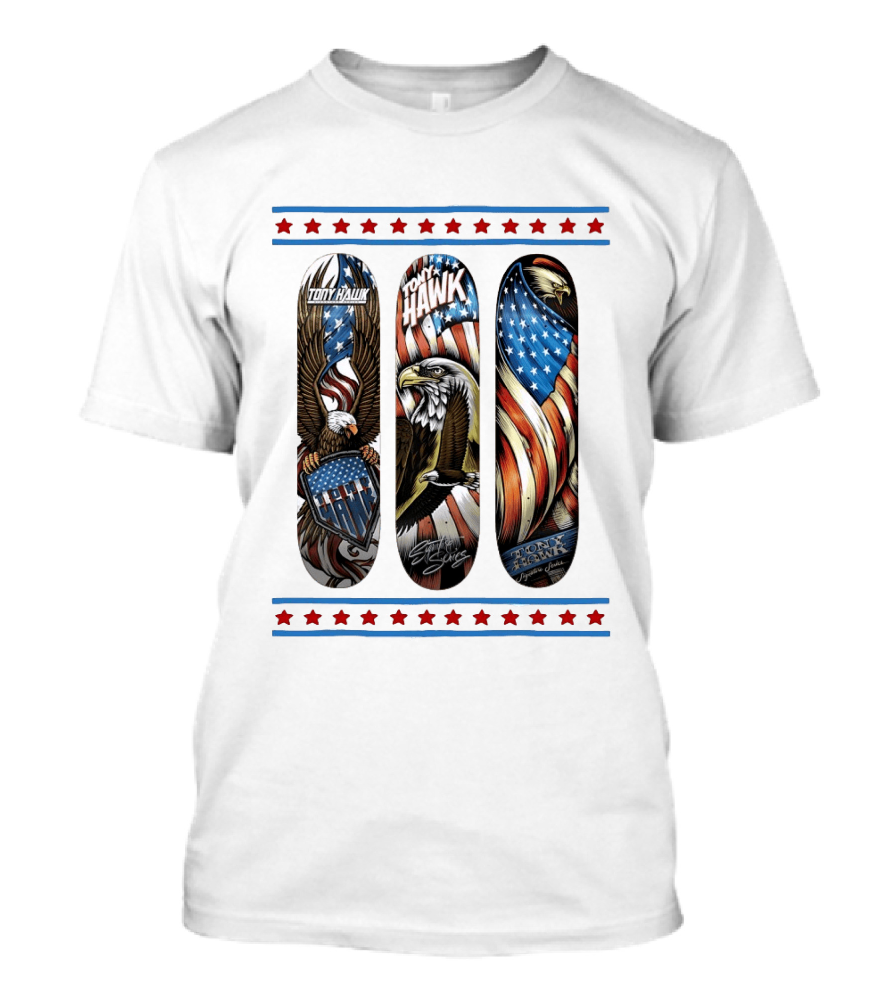 Tony Hawk Skateboard Eagle American Flag Stars Series T-Shirt